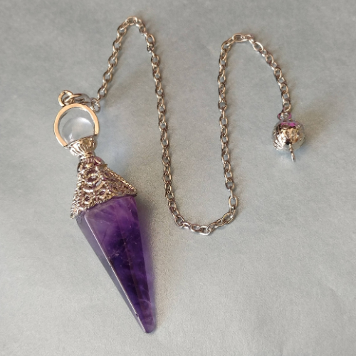 25 Péndulo de Amatista con Esfera de Cristal