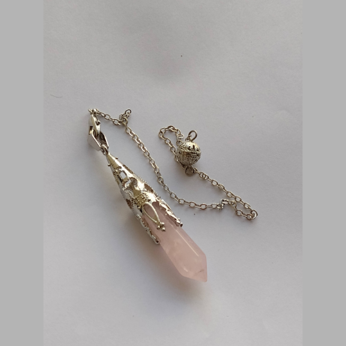62 Péndulo de Punta Hexagonal de Cuarzo Rosa - Guía del Corazón y la Dulzura Interior