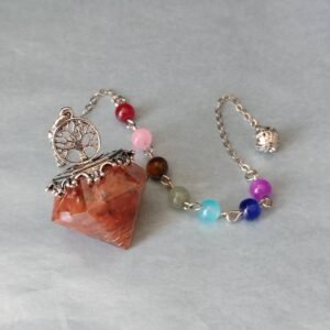 Péndulo Hexagonal de Orgonita con Cornalina — Vitalidad, Pasión y Poder Creativo